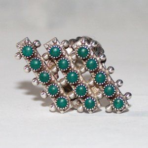 Vintage Sterling Silver Old Pawn Petit Needle Point Turquoise Ring